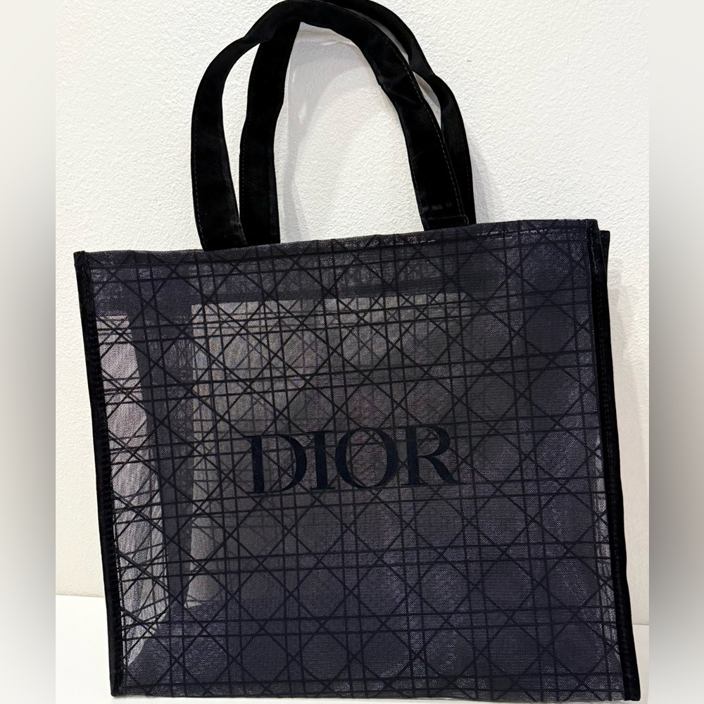Dior Beauty Black Logo Mesh Tote